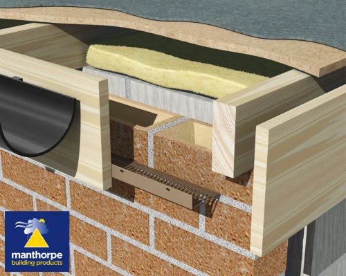 Manthorpe Flat Roof Soffit Vent (Right Angled) 2.44m Brown (Airflow 25000mm2 Per Metre Run