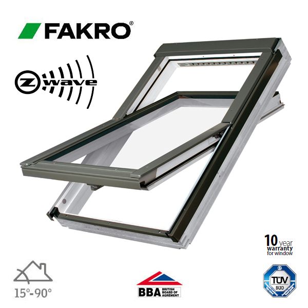 Fakro FTU - V U3/12 White Centre Pivot Z-Wave Roof Window - 134 x 98cm
