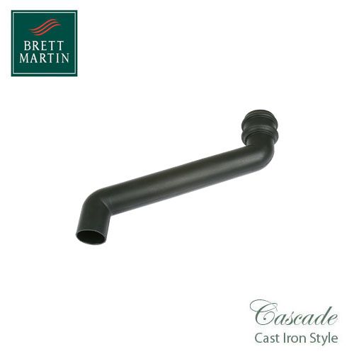 Cascade Cast Iron Style 380mm Round Downpipe Offset Bend - Black