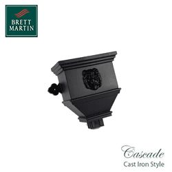 Cascade Cast Iron Style 105mm Long Hopper With Lion (Black)