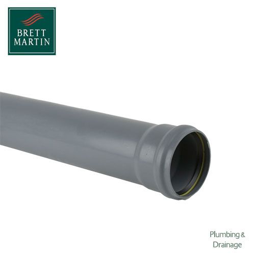 Cascade Cast Iron Style 110mm x 2.5m Single Socket Soil Pipe (Grey)