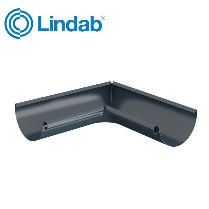 Lindab Half Round 90dg Inner Gutter Angle 100mm Painted Dark Grey