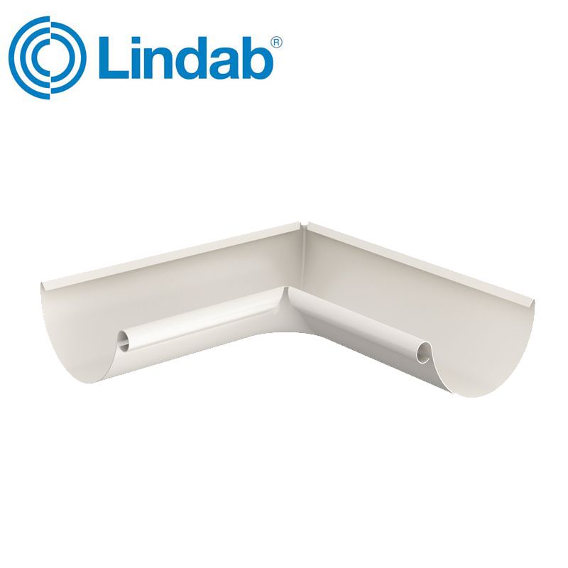 Lindab Half Round 90dg Inner Gutter Angle 125mm Painted Antique White