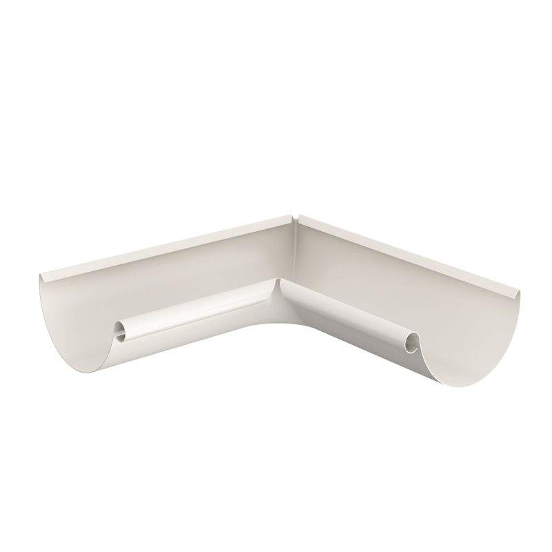 Lindab 125mm Half Round 90dg Internal Gutter Corner - Antique White Galvanised Steel
