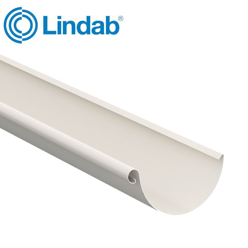 Lindab Steel Half Round Guttering 190mm x 3m Painted Antique White