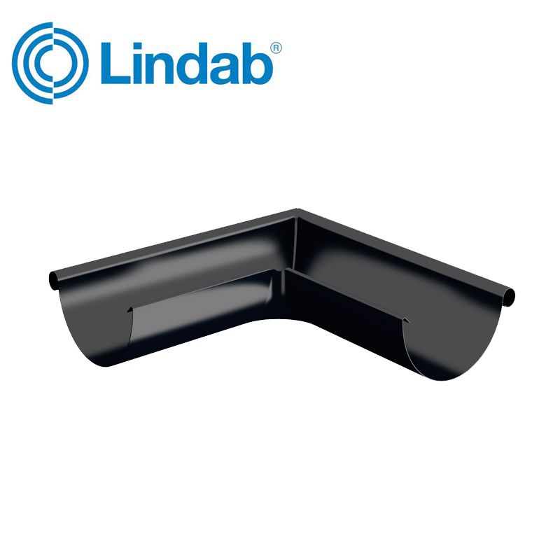 Lindab Half Round 90dg Outer Gutter Angle 125mm Painted Black