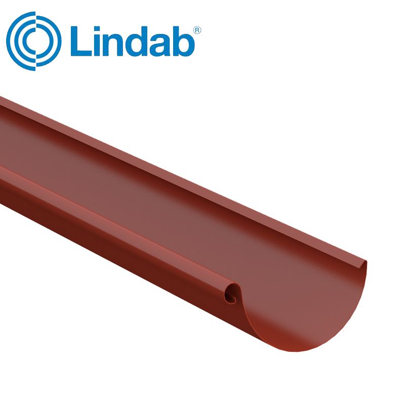 Lindab Steel Half Round Guttering 125mm x 3m Painted TIle Red