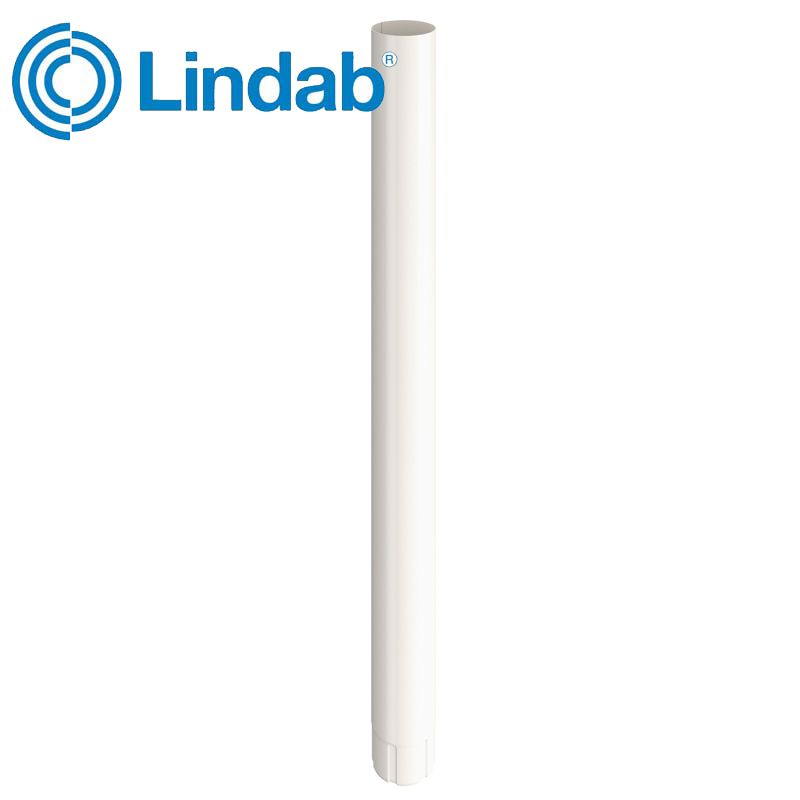 Lindab Steel Guttering Round Downpipe 87mm x 3m Painted Antique White