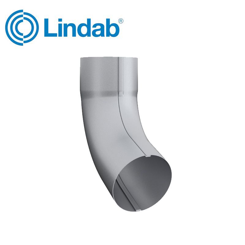 Lindab Guttering Round 70dg Pipe Bend 75mm Painted Silver Metallic