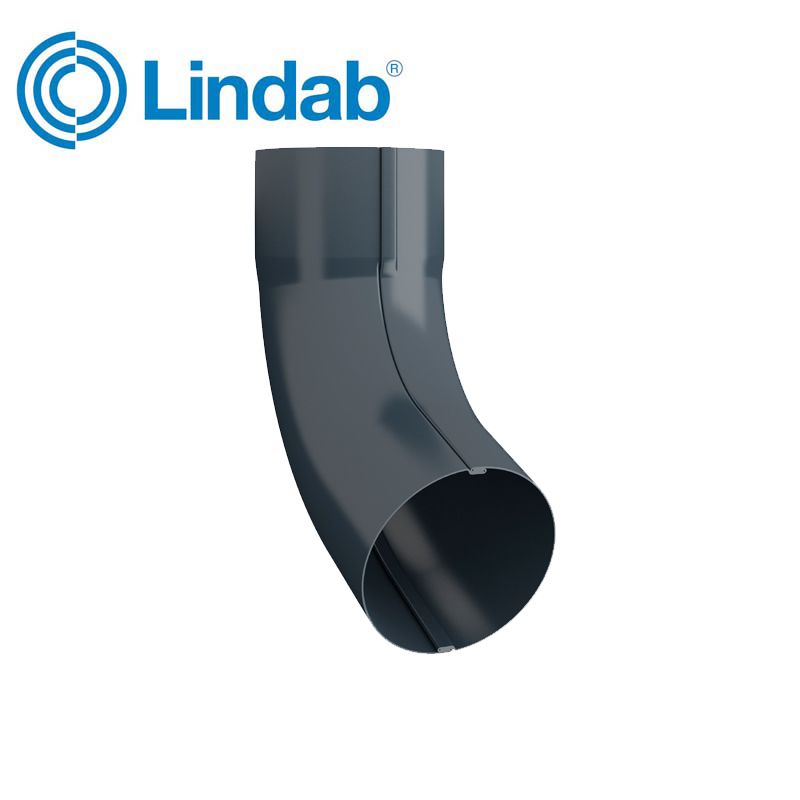 Lindab Steel Guttering Round 70dg Pipe Bend 100mm Painted Dark Grey