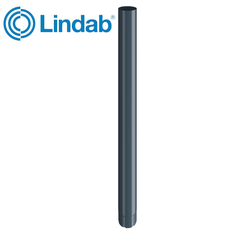 Lindab Steel Guttering Round Downpipe 120mm x 3m Painted Dark Grey