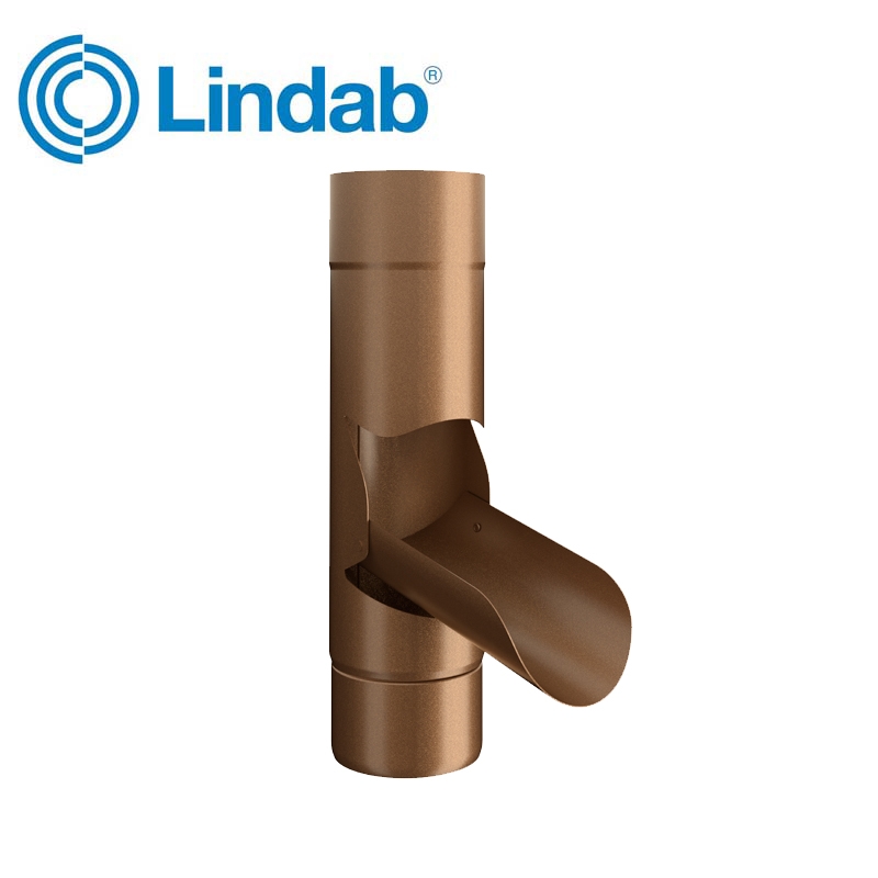 Lindab Guttering Manual Rainwater Diverter 75mm Painted CopperMetallic