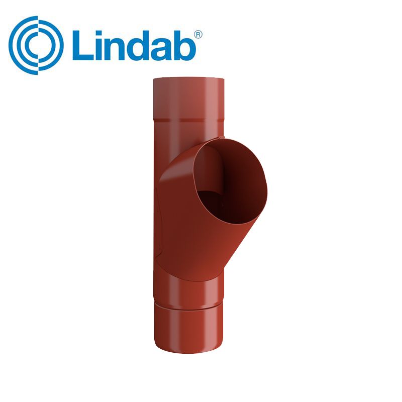 Lindab Steel Guttering Round Adjustable Branch 75mm Painted Tile Red