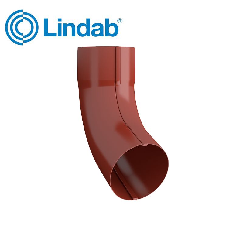 Lindab Steel Guttering Round 70dg Pipe Bend 87mm Painted Tile Red