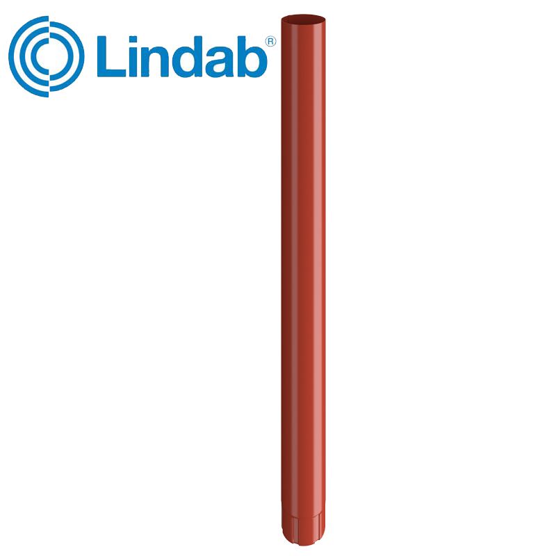 Lindab Steel Guttering Round Downpipe 120mm x 3m Painted Tile Red