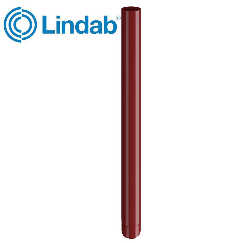 Lindab Steel Guttering Round Downpipe 75mm x 3m Painted Dark Red