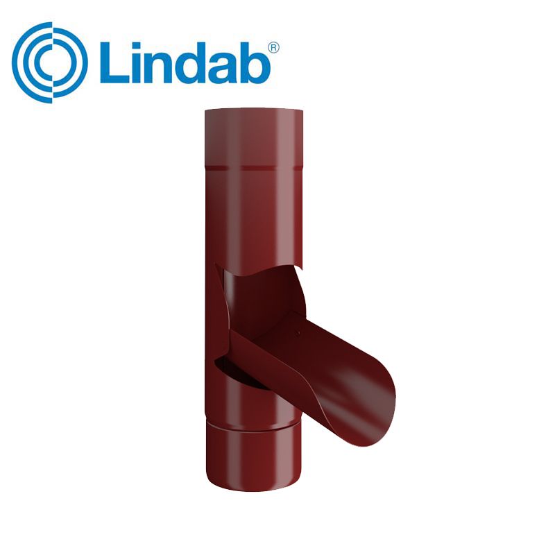 Lindab Guttering Manual Rainwater Diverter 100mm Painted Dark Red