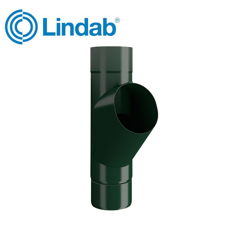Lindab Guttering Round Adjustable Branch 100mm Painted Pine Green