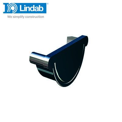 Lindab Half Round Right Handed Stop End 190mm Painted Black
