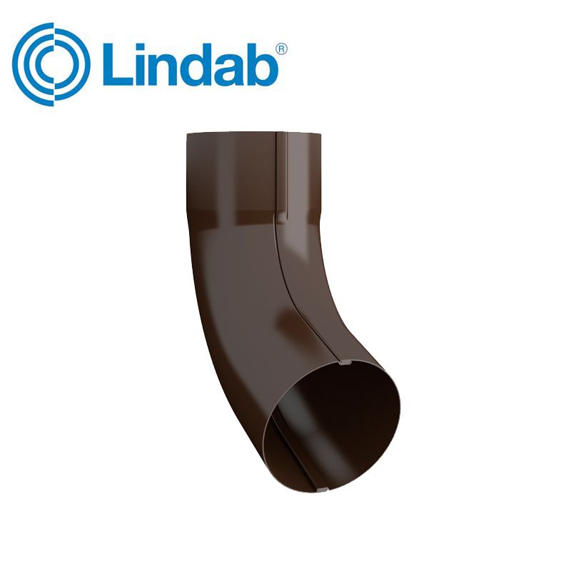 Lindab Steel Guttering Round 70dg Pipe Bend 120mm Painted Brown