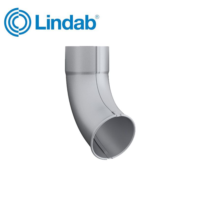 Lindab Round Downpipe Outlet Shoe 87mm Painted Silver Metallic