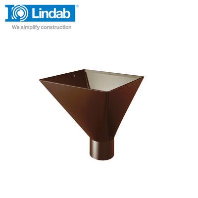 Lindab Large Square Water Hopper 75mm Painted Brown