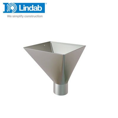 Lindab Large Square Water Hopper 87mm Painted Silver Metallic