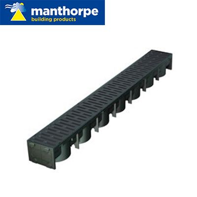 Manthorpe SmartDrain Plastic Channel Drain Black - 1m Length