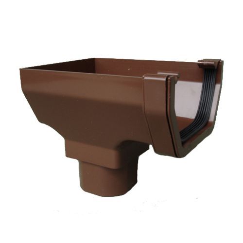 Product image for Brett Martin Plastic Guttering Square Style Stopend Outlet 114mm - Brown