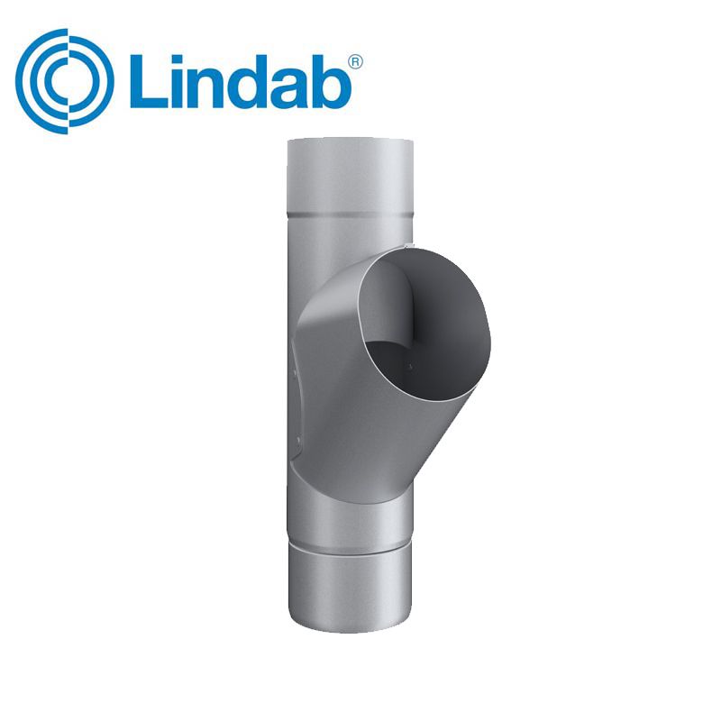 Lindab Guttering Round Adjustable Branch 120mm Painted Silver Metallic