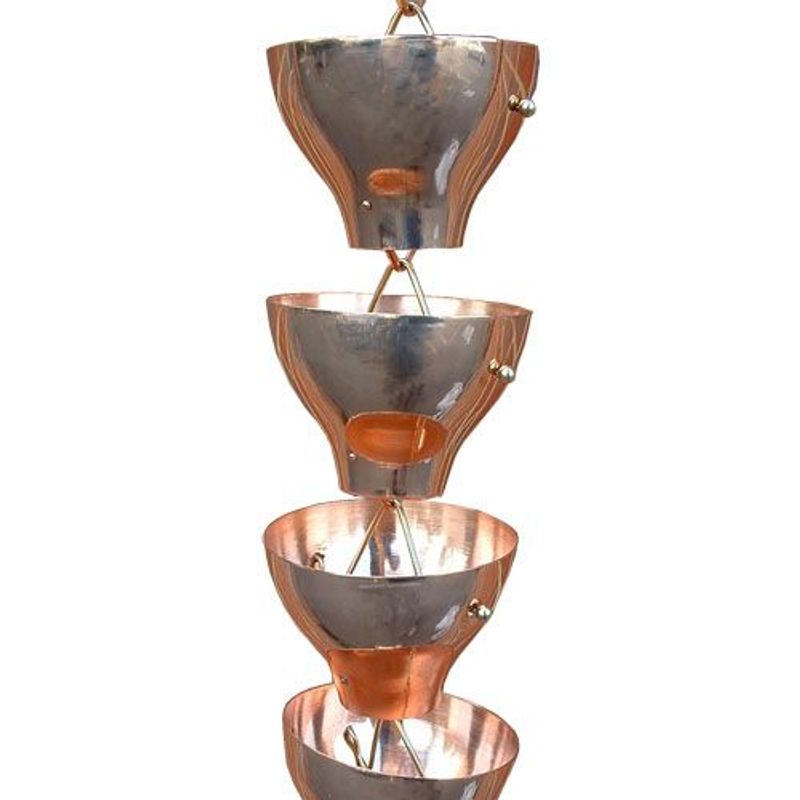 Copper Guttering Rose Rain Cup Downpipe Chain (Priced Per Meter