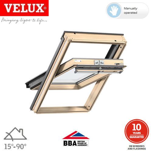 VELUX GGL MK08 3050 Pine Centre Pivot Window Toughened - 78cm x 140cm