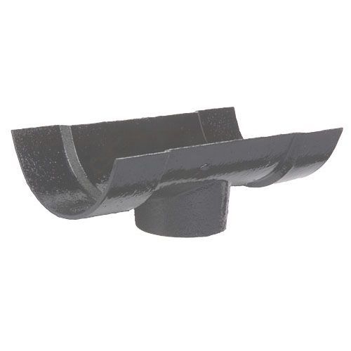 Image of Cast Iron Half Round Guttering Running 100x75mm Outlet - Black Finish