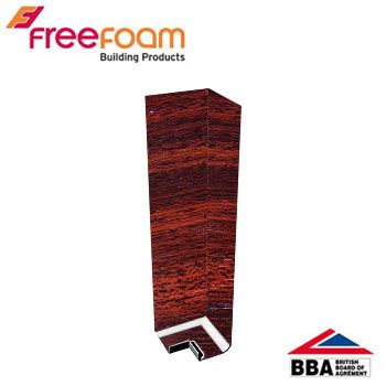 uPVC Fascia Board Corner (Square Edge) 300mm - Mahogany Woodgrain
