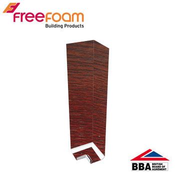 uPVC Fascia Board Corner (Square Edge) 300mm - Rosewood Woodgrain