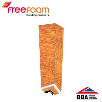 uPVC Fascia Board Corner (Square Edge) 300mm - Irish Oak Woodgrain