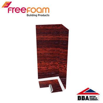 uPVC Fascia Board Corner (Square Edge) 600mm - Mahogany Woodgrain