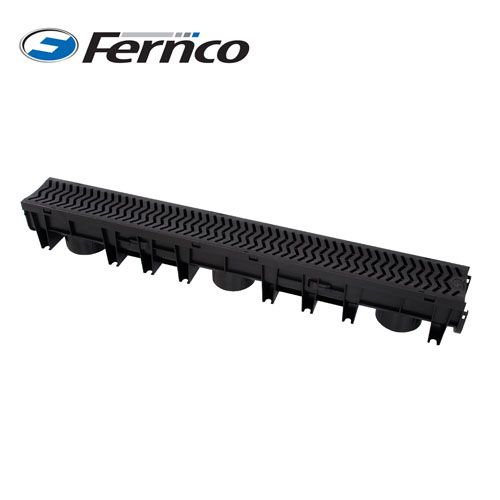 Stormdrain Channel Drain With Black Plastic Grate 1m