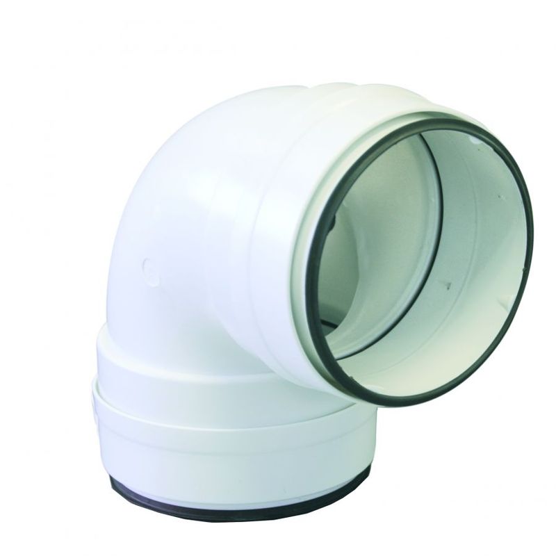 Ducting Ventilation Airtight Rigid Circular Ductwork 90dg Bend 100mm