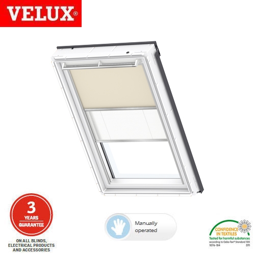VELUX Manual Duo Blackout Blind DFD SK06 4556 - Beige and White