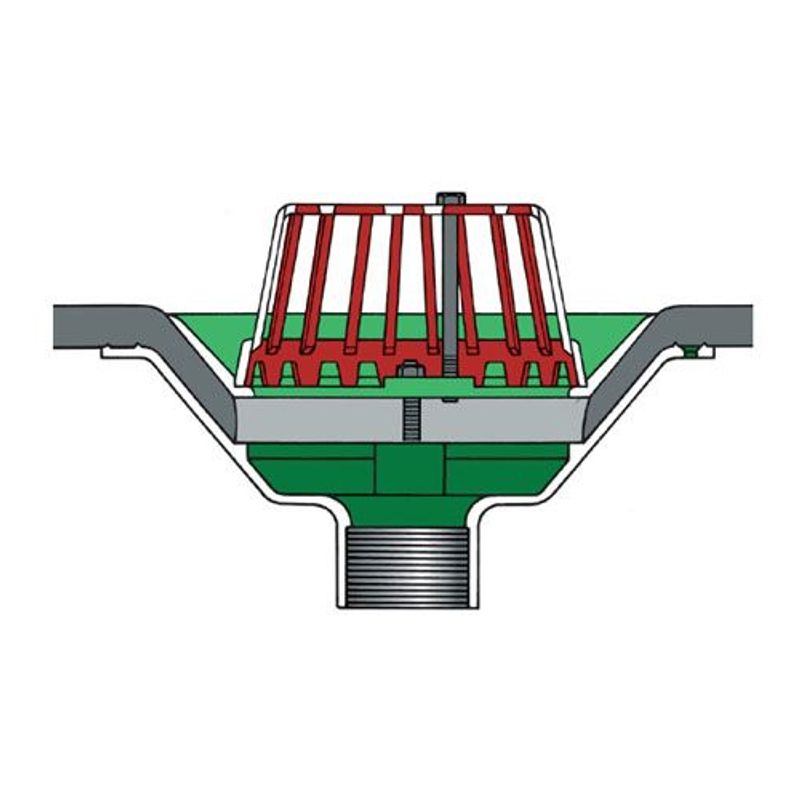 Aluminium Roof Rainwater Outlet Vertical Threaded 75mm - Dome Grate ...