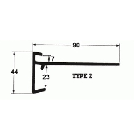 GRP Felt Trim Type 2 (Black) - 44mm Face 90mm Leg 2.5m Long