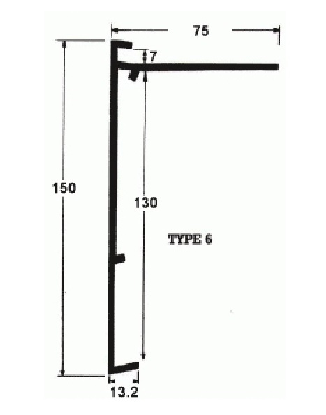 GRP Felt Trim Type 6 (Black) - 150mm Face 65mm Leg 2.5m Long