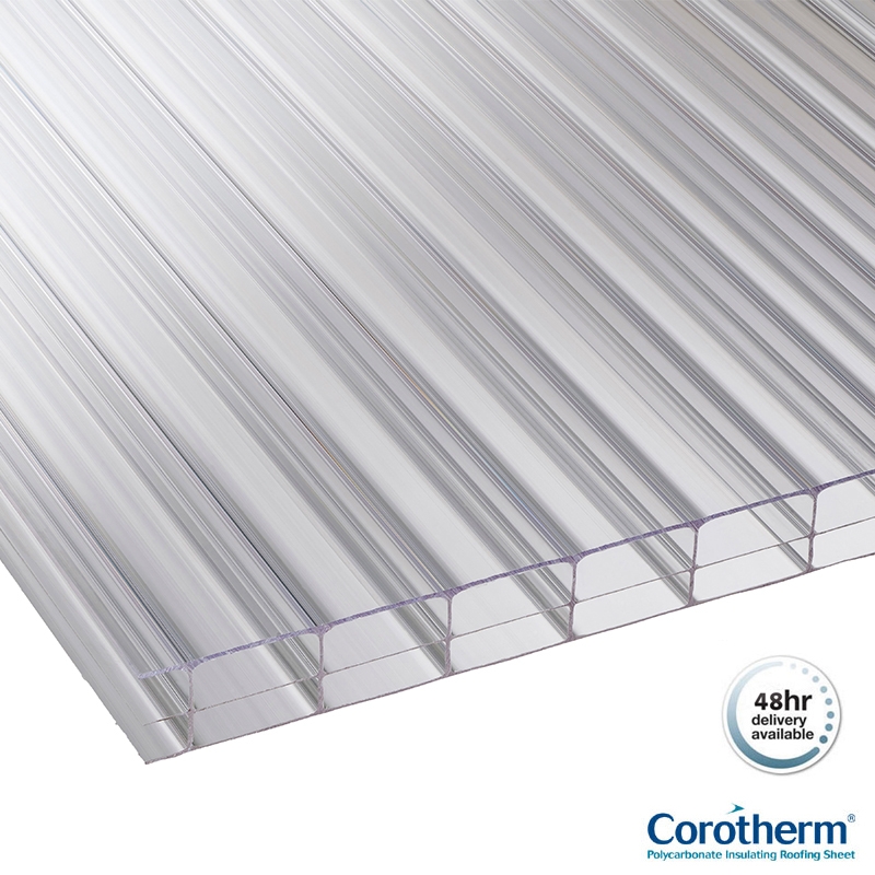 Corotherm 16mm Clear Triplewall Polycarbonate Sheet - 4000mm x 1050mm