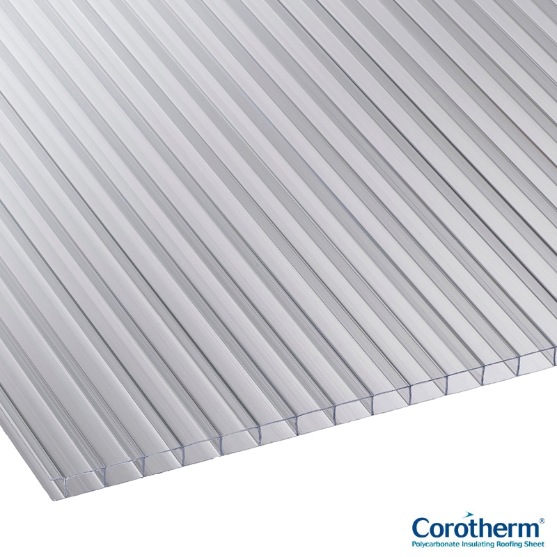 Corotherm 10mm Clear Twinwall Polycarbonate Sheet - 2500mm x 2100mm