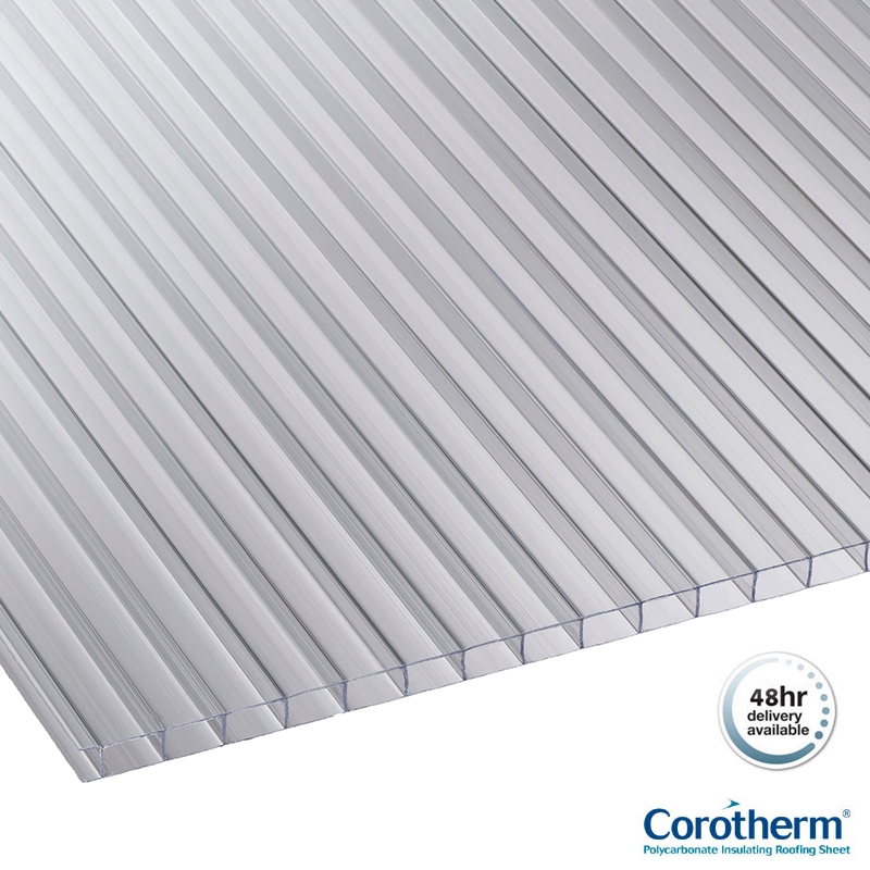 Corotherm 10mm Clear Twinwall Polycarbonate Roof Sheet - 4000mm x 1050mm