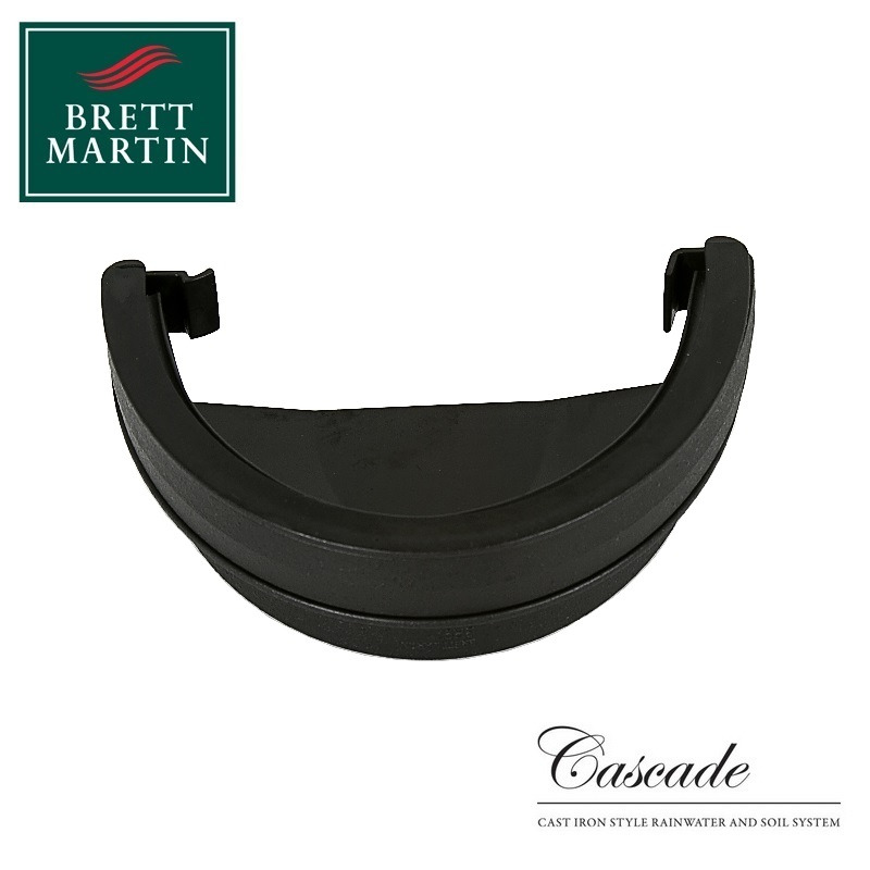 Cascade Cast Iron Style 170mm Half Round External Stopend (Black)