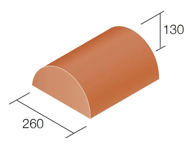 Sandtoft Half Round Clay Ridge with Gable Stop End Roof Tile 305mm ...