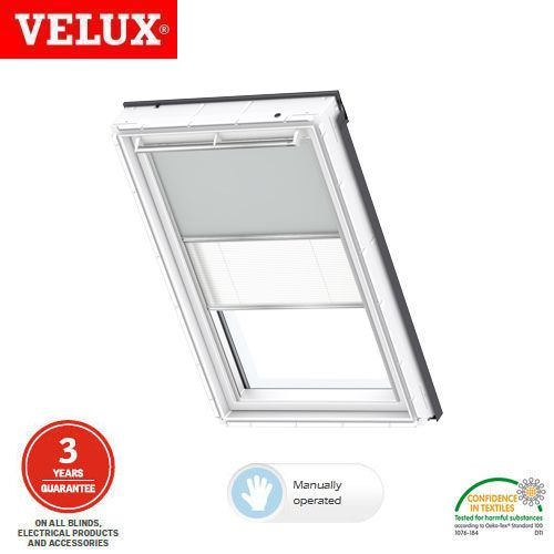 VELUX Manual Duo Blackout Blind DFD PK10 1705 - Light Grey/White