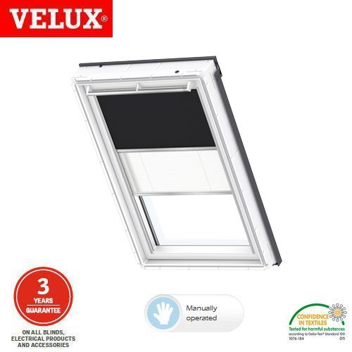 VELUX Manual Duo Blackout Blind DFD UK04 3009 - Black/White